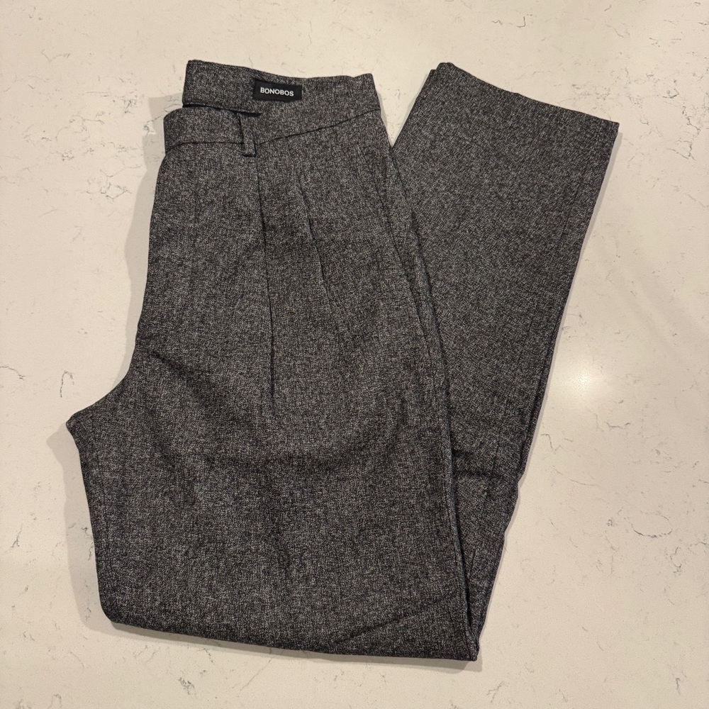 Bonobos Charcoal Pleated Wool Dress Pants